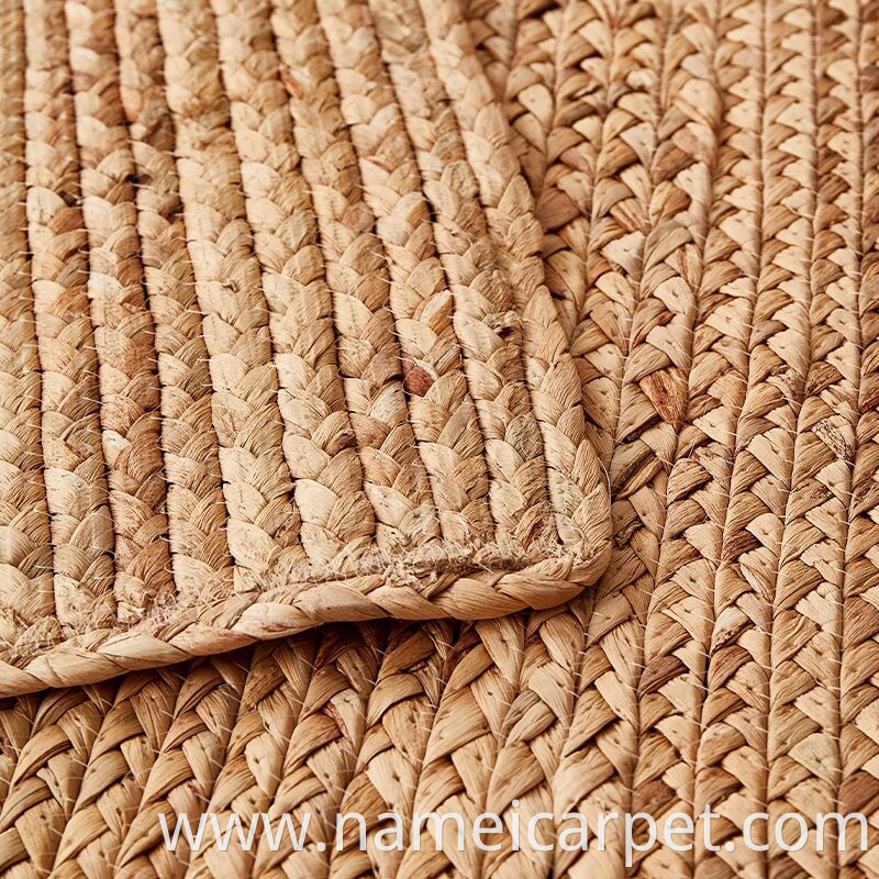 Living Room Bedroom Natural Fiber Water Hyacinth Braided Straw Rug Carpet Floor Mats